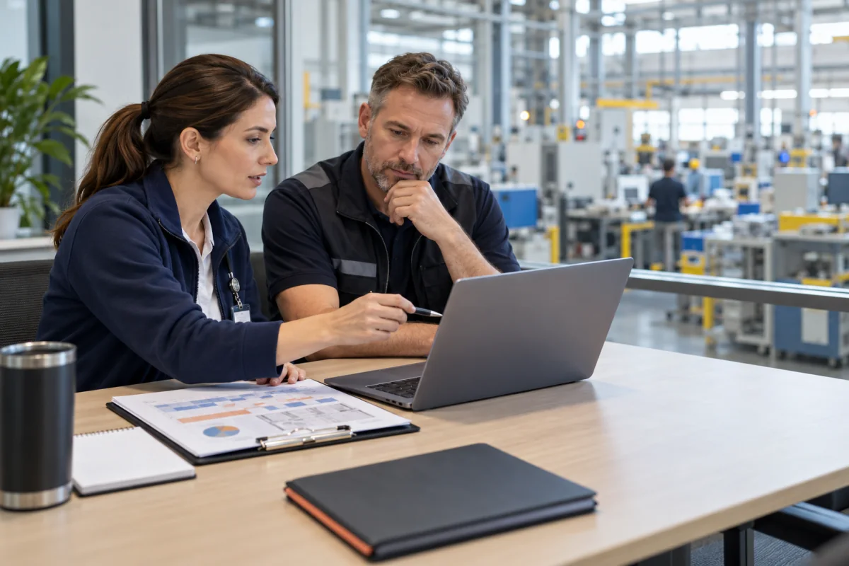An occupational-health professional and operations manager planning a workplace respiratory health-surveillance programme